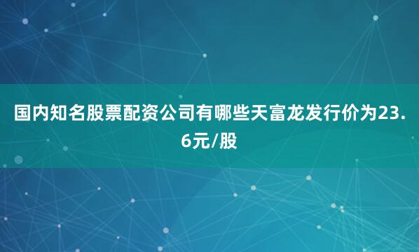 国内知名股票配资公司有哪些天富龙发行价为23.6元/股